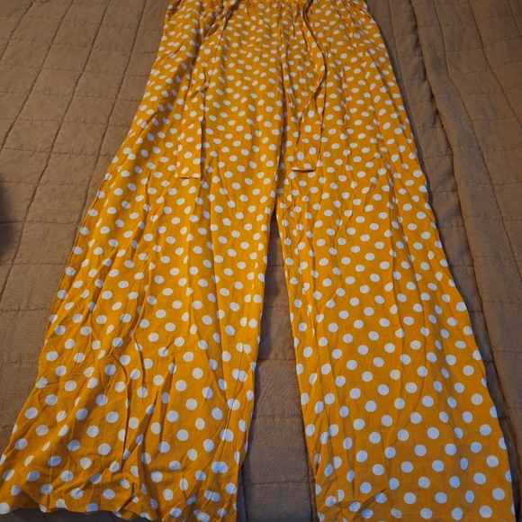 Loose polyester Indero yellow 💛 white polka dots pants size L/XL - Picture 2 of 7